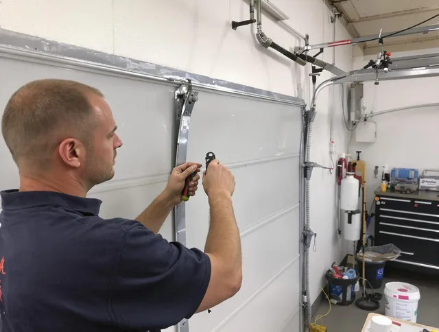 Before and after garage door dent repair by Hamden Garage Door Repair in Hamden