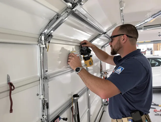 Hamden Garage Door Repair technician quieting a noisy garage door in Hamden