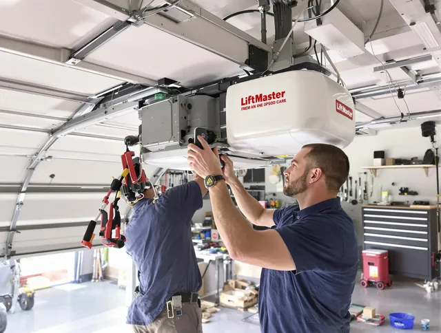 Hamden Garage Door Repair technician performing advanced diagnostics on garage opener in Hamden