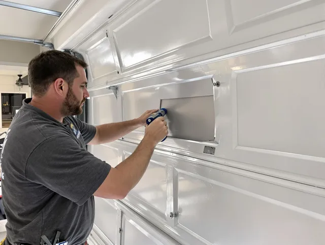 Garage door panel repair by Hamden Garage Door Repair in Hamden