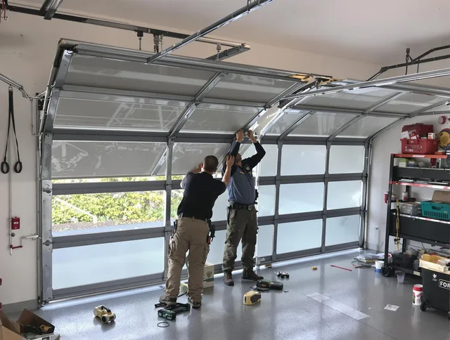 Hamden Garage Door Repair expert performing precise panel replacement on Hamden garage door